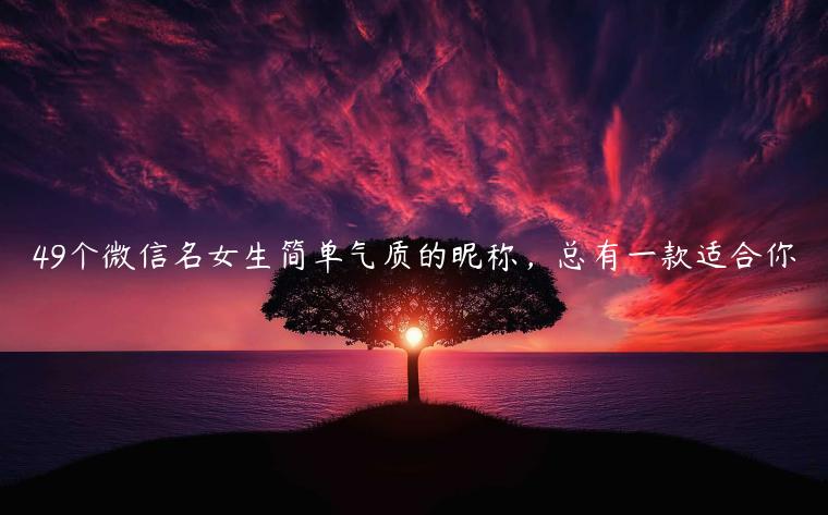 49個微信名女生簡單氣質的昵稱，總有一款適合你