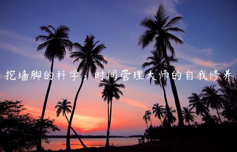 挖墻腳的科學：時間管理大師的自我修養(yǎng)