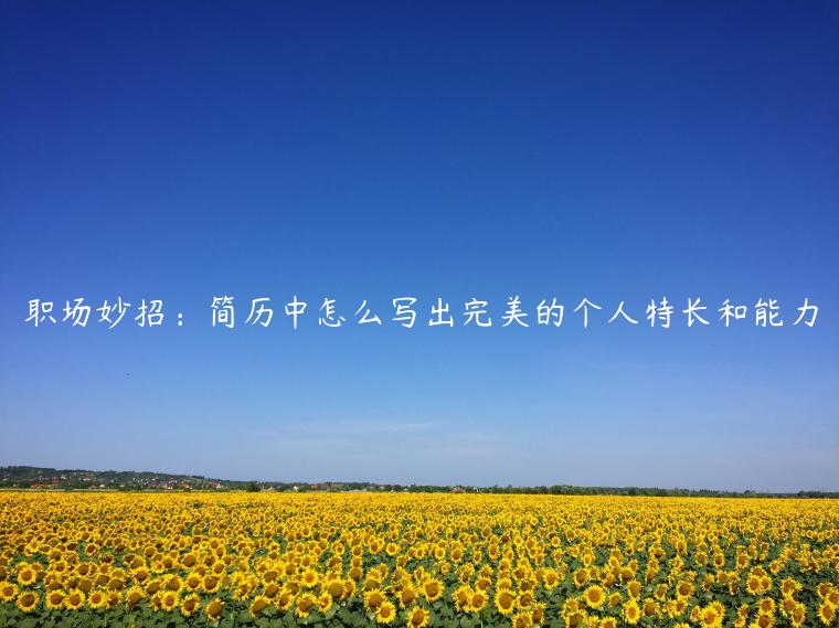 職場妙招：簡歷中怎么寫出完美的個人特長和能力