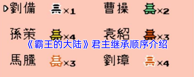 《霸王的大陸》君主繼承順序介紹