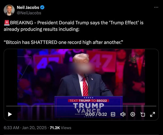 特朗普邀功比特幣連創新高皆因特朗普效應！比特幣雜志開噴TRUMP幣