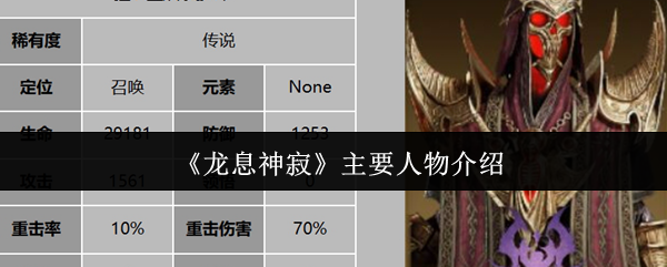 《龍息神寂》主要人物介紹