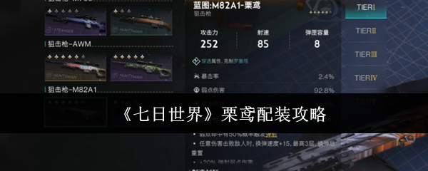 《七日世界》栗鳶配裝攻略