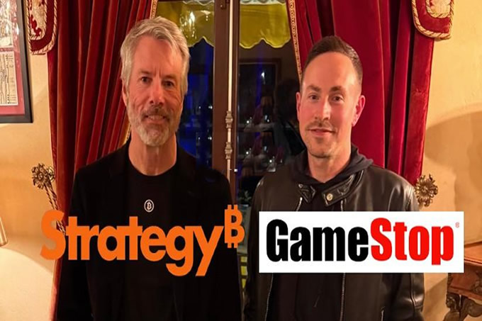 GameStop有意進軍比特幣?其CEO曬與Micheal Saylor合照 GME單日飆漲9.7%
