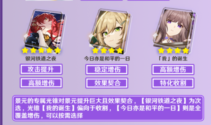 崩壞星穹鐵道景元光錐選什么 景元光錐選擇推薦