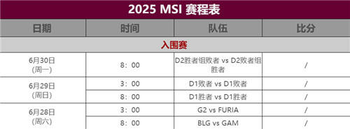 msi2025賽程表時間介紹 英雄聯盟msi2025時間賽程表一覽